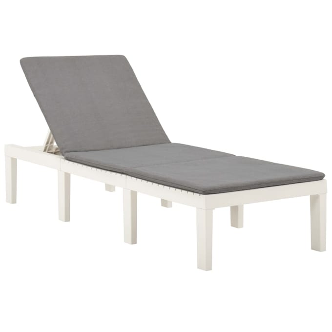 vidaXL - Ligbed - met - kussen - kunststof - wit