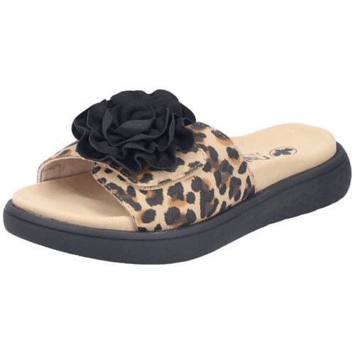Rieker dames muiltjes zwart/leopard