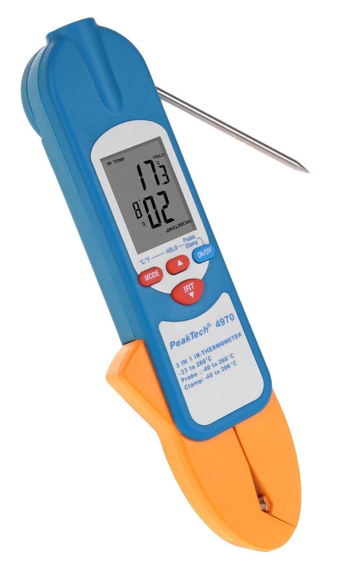 Peaktech 4970 - infrarood thermometer - 3 in 1 - met temperatuurklem - penetratiesonde