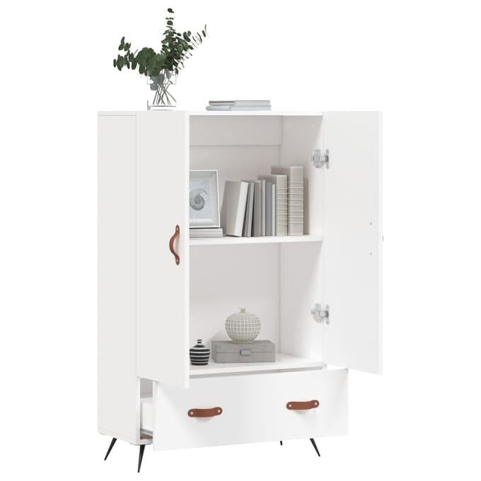 vidaXL - Hoge - kast - 69,5x31x115 - cm - bewerkt - hout - wit