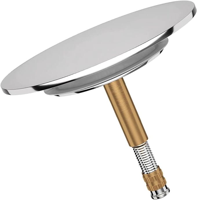 Universele Messing Badplug - Verchroomd - Ø 70mm - Dubbele Afdichting - Geschikt voor Standaardbaden