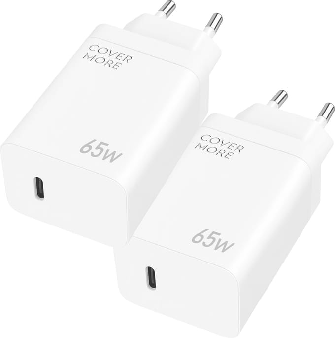 Usb C adapter 65w - Laptop oplader usb C - Usb C stekker - Met power delivery, quick en super fast charge - Universeel - Gan - Wit