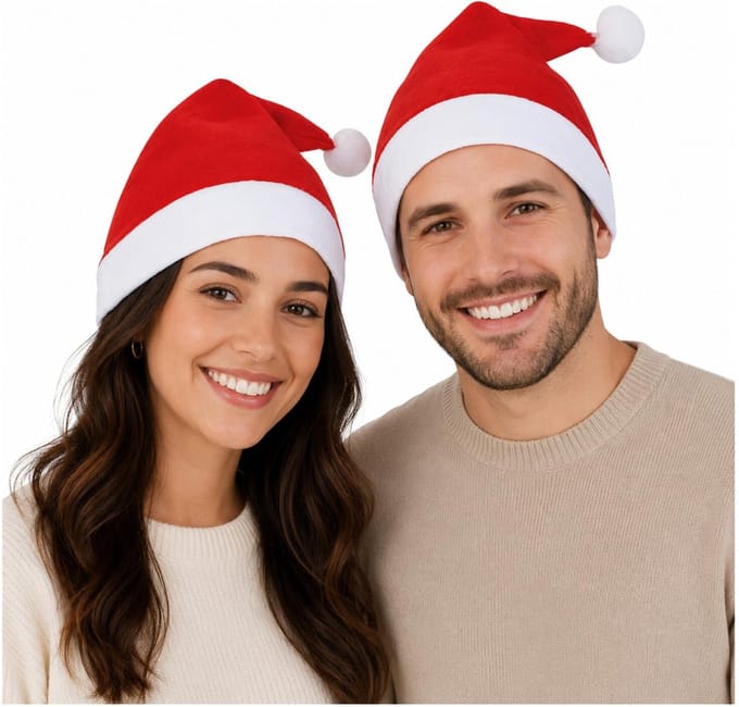 Boland Party Kerstmuts - 2x - rood - voor volwassenen - acryl - kerstaccessoires