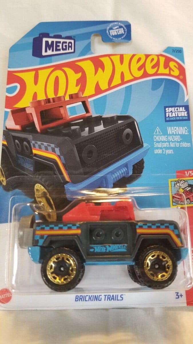 HOT WHEELS BRICKING TRAILS 7/250 1:64 BLUE HW BRICK RIDES 1/5