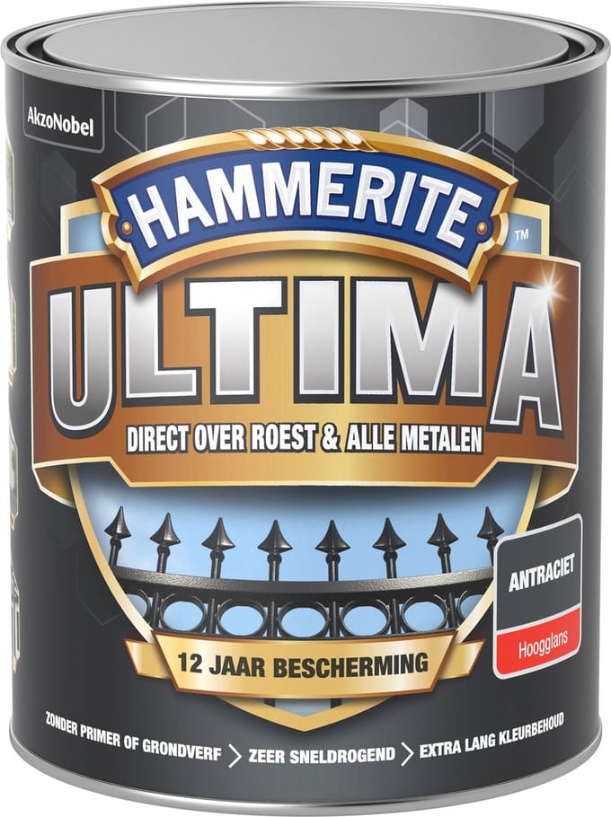 Hammerite Metaallak Ultima Hoogglans Antraciet 750ml