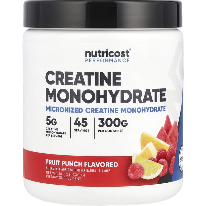Nutricost, Performance Athlétique, Monohydrate de Créatine, Punch aux Fruits, 10,7 oz (300 grammes)