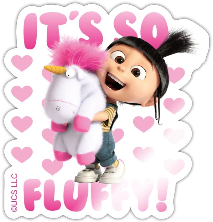 Minions Agnes It's So Fluffy Pink Sticker Maat S (max. 10 x 10cm)