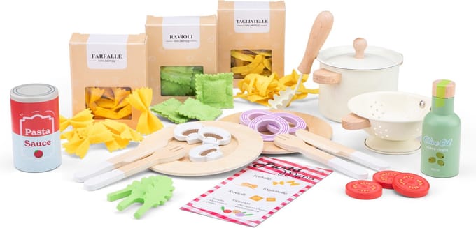 Woet® Houten Pasta Speelset met Pan en Accessoires - Vanaf 3 Jaar