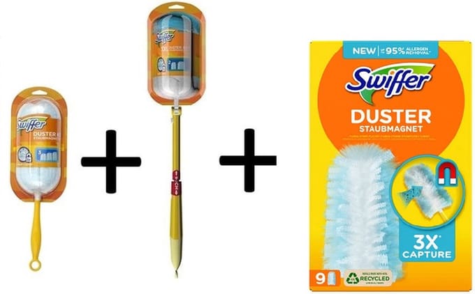 Swiffer Duster + Duster XXL Stofmagneet DELUXE kit met 9 swiffer duster navulling