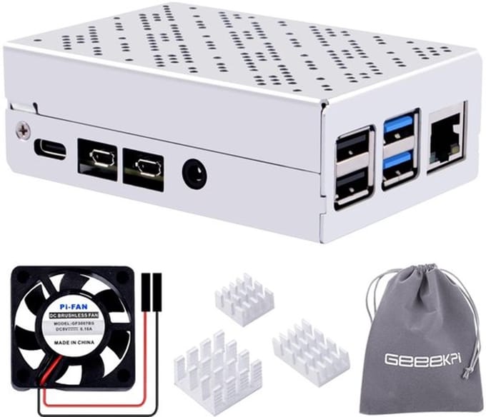 Allecto - Raspberry Pi 4 Aluminium Behuizing - Koeling met Ventilator