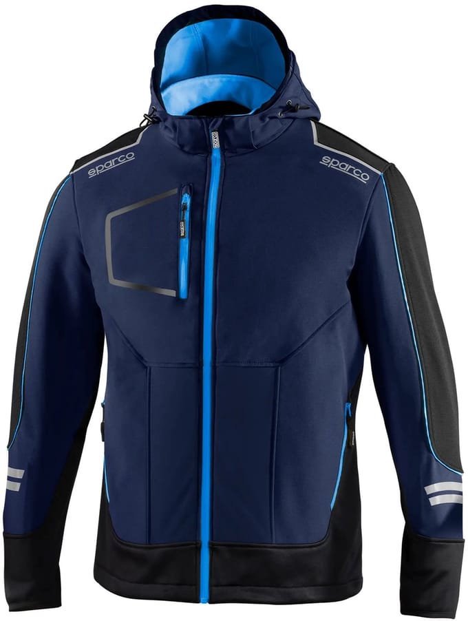Sparco Tech York Softshell Jas - Zwart — Blauw — XXL