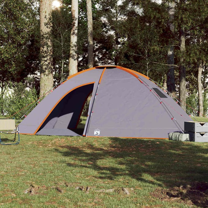 vidaXL - Tent - 8-persoons - waterdicht - grijs - en - oranje