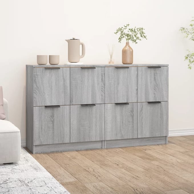 vidaXL - Dressoirs - 2 - st - 60x30x70 - cm - bewerkt - hout - grijs - sonoma - eiken