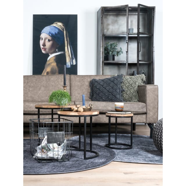 Veer Carpets Vloerkleed juud rond grijs/zwart ø120 cm
