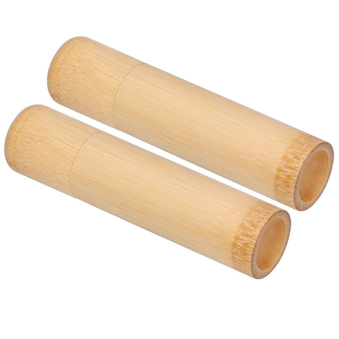 2 stuks Eco-vriendelijke Bamboe Buis Draagbare Thee Bewaarcilinder Mini Ronde Kruiden Bewaarpot beige