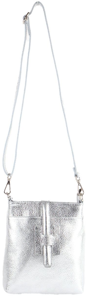 Echt lederen schoudetas Roselien - Made in Italy - Silver