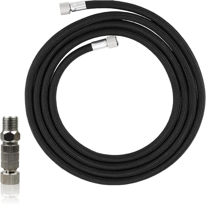 Nylon luchtcompressorslang van 3 meter voor airbrushes met G1/8 aansluitingen en snelle koppelingen
