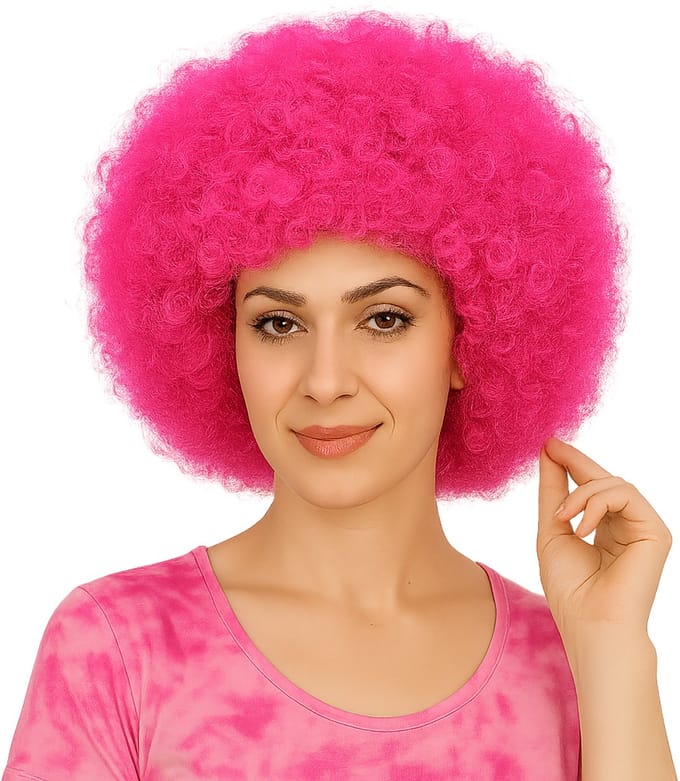 Roze Afro Verkleedpruik – Feestpruik voor Carnaval & Themafeesten