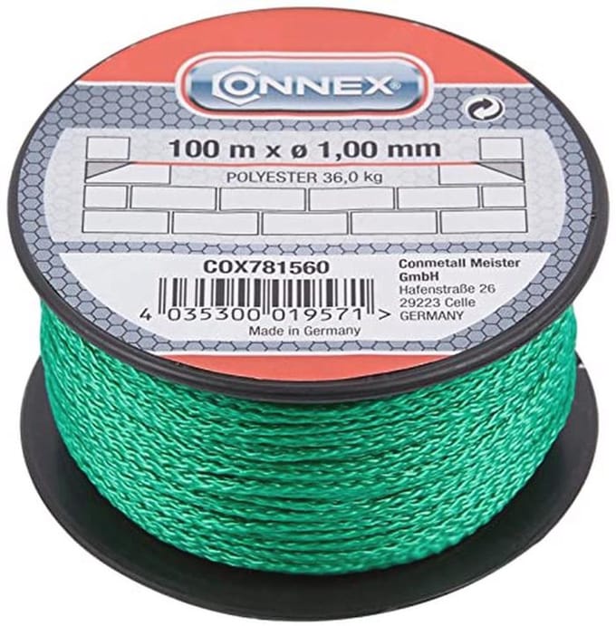 Metselaarsnaad 100 m - 1 mm Dikte - 36 kg Draagkracht - Groen Polypropyleen