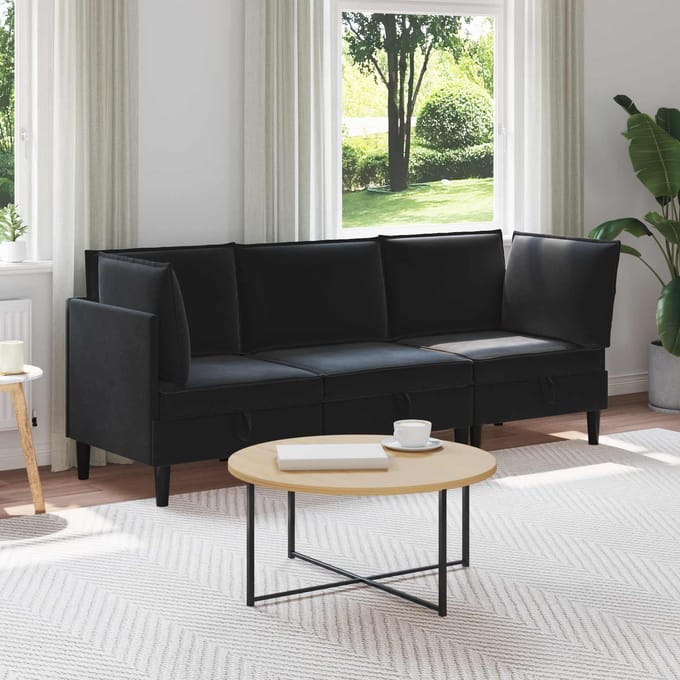 vidaXL - Woonkamer - Meubelset - 3 - st - Zwart - Fluweel