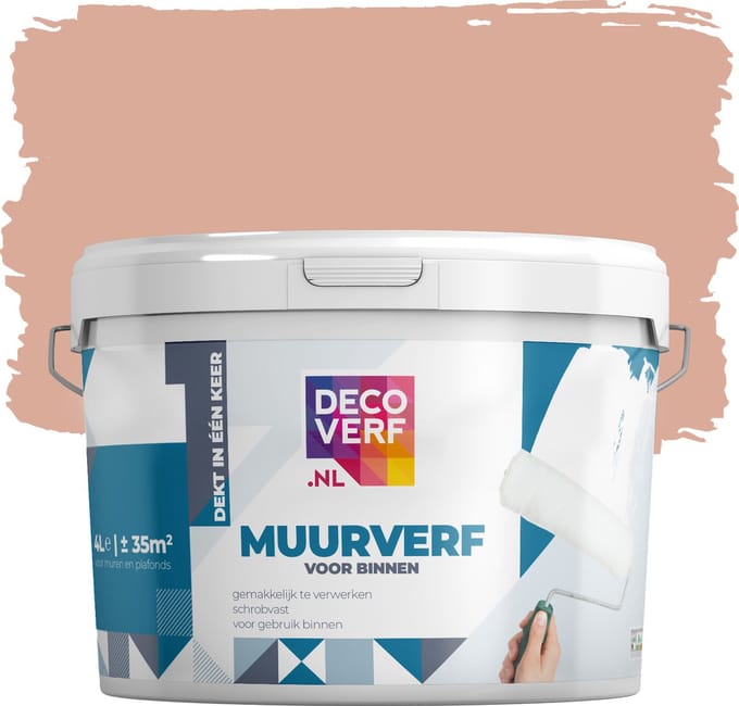 Decoverf muurverf mat perzik, 4L