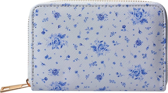 Juleeze Portemonnee 10x15 cm Wit Blauw Polyester Roosjes