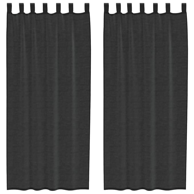 vidaXL - Gordijnen - voile - met - tab - top - 2 - st - zwart
