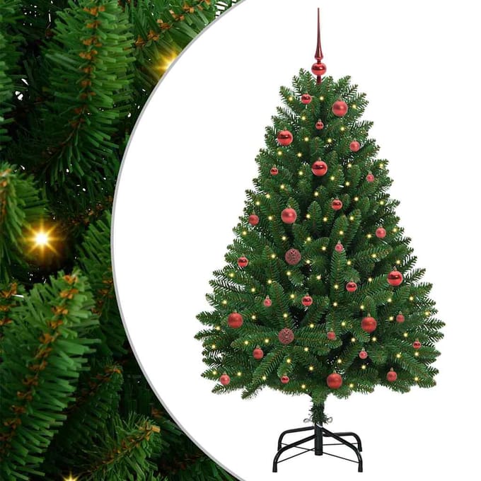 vidaXL - Kunstkerstboom - 150 - cm - 150 - LED's - Warmwit - PVC - en - Staal - Groen