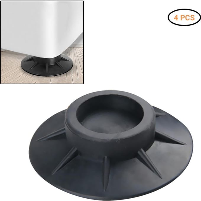 Lot de 4 patins stabilisateurs anti-vibrations et anti-marche pour lave-linge et sèche-linge noir