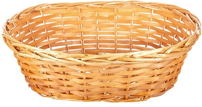 CM Rieten mandje - bruin - 36 x 26 x 12 cm - ovaal - opbergmand