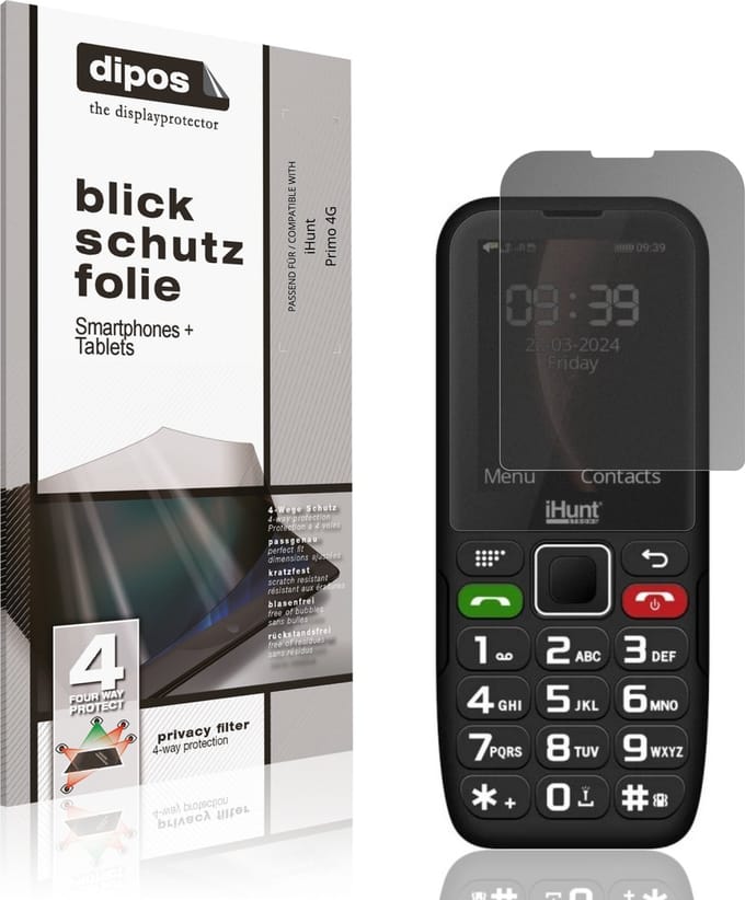 dipos – Matte Privacy Screenprotector geschikt voor iHunt Primo 4G | Anti-Spy Beschermfolie