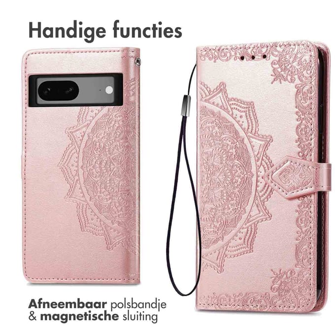 imoshion Hoesje - Geschikt voor Google Pixel 7a - Mandala Bookcase - Rosé Goud