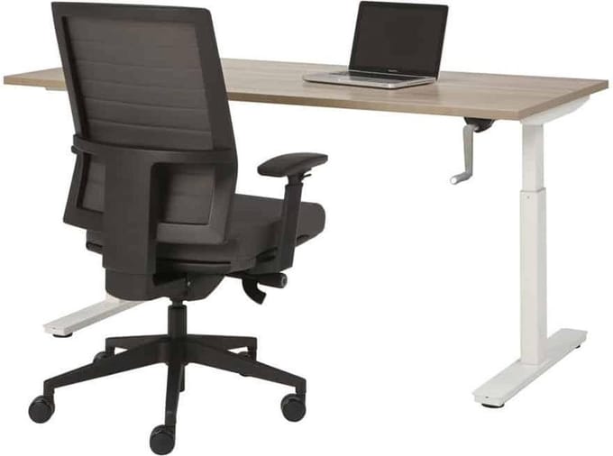 Bureau Teez Slinger zit/zit verstelbaar breed 140CM diep 80CM bladkleur Licht Eiken framekleur Wit (RAL9010)