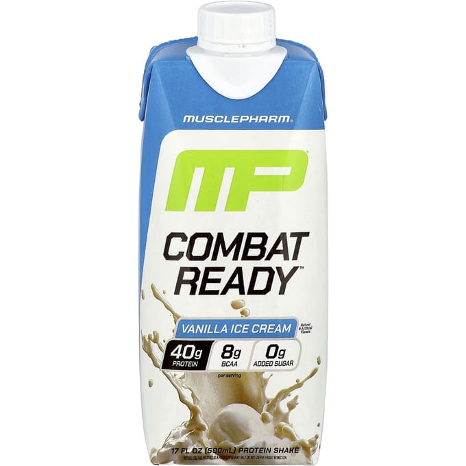 MusclePharm, Shaker Protéiné Combat Ready™, Glace Vanille, 500ml (17 oz liq.)