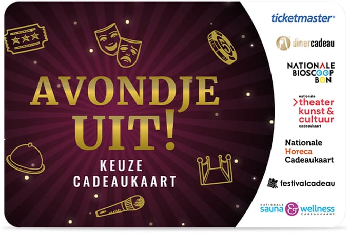 Avondje Uit! Keuze Cadeaukaart - 75 euro