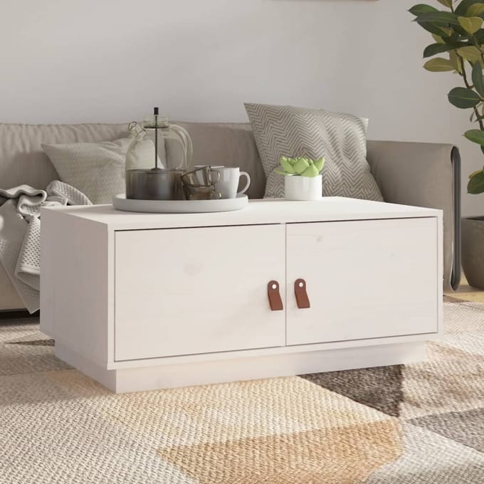 vidaXL - Salontafel - 80x50x35 - cm - massief - grenenhout - wit