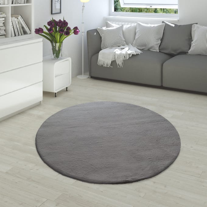 Vachtkleed Fluffy antraciet 200 cm rond
