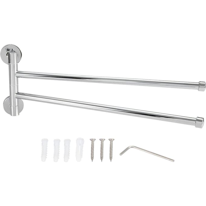 Porte-serviettes mural pivotant pour salle de bain (2 bras) white