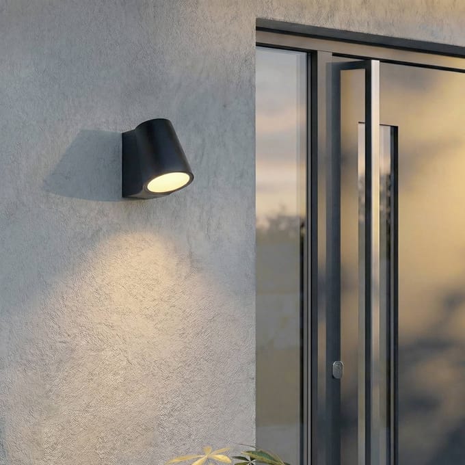 Lindby LED buiten wandlamp Illuvia, matzwart, IP54
