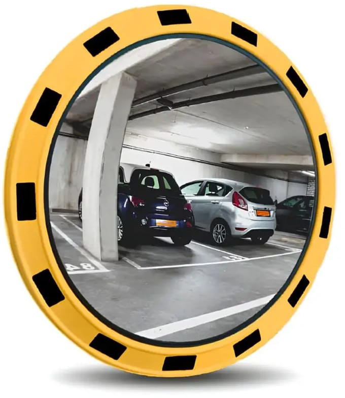 Verkeersspiegel rond - geel zwart - acryl materiaal | 100 cm