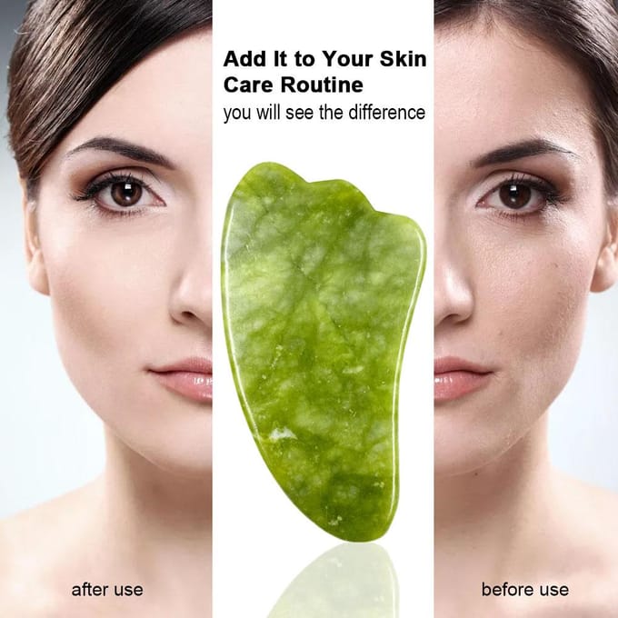 Gua Sha Board Jade Stone Guasha Schrapen Massage Tool Gezichtsmassager voor gezicht Ogen Hals Lichaamshuid 2# green