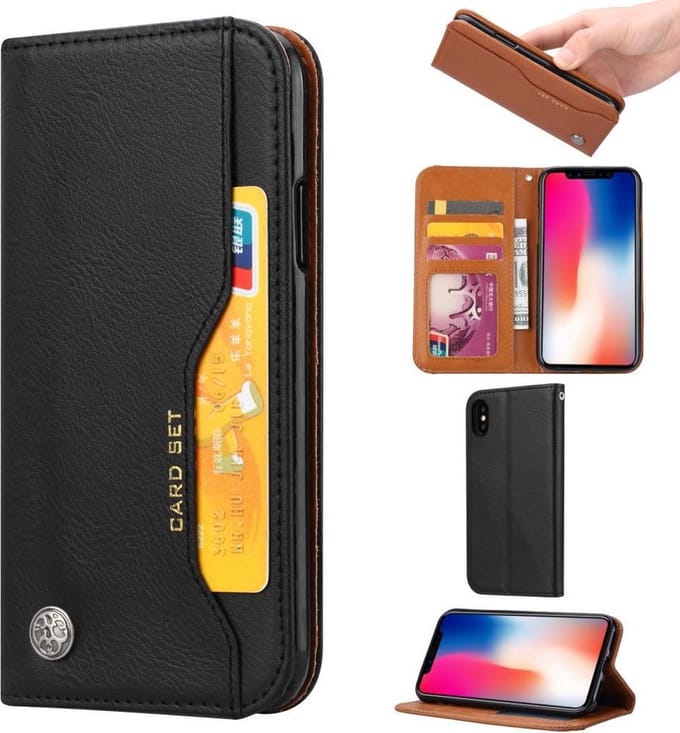 Apple iPhone XS Max Portemonnee Hoesje Pasjeshouder Zwart