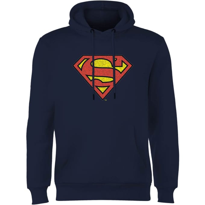 Official Superman Crackle Logo Hoodie - Navy - S