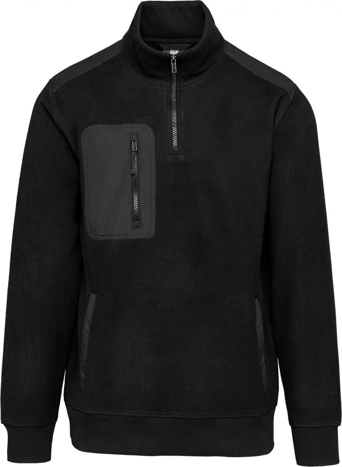 Pullover/Cardigan Unisex M WK. Designed To Work 1/4-ritskraag Lange mouw Black 100% Polyester