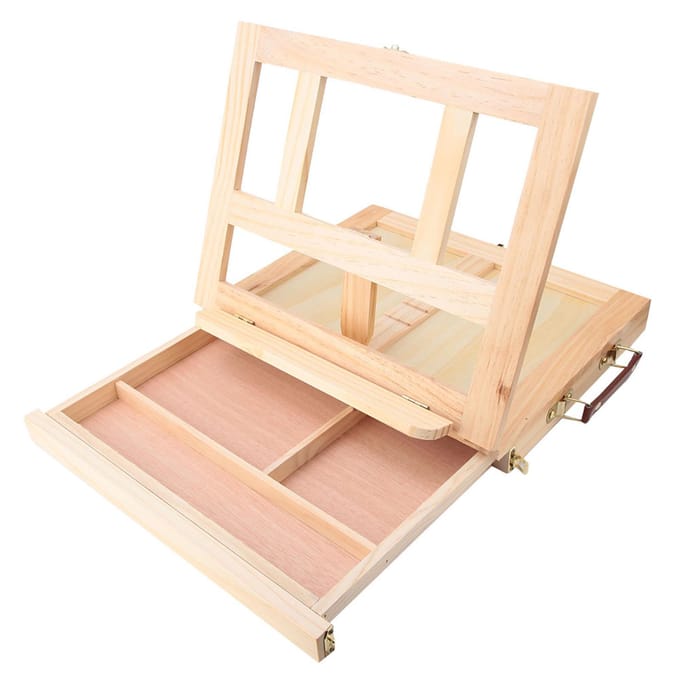 Chevalet d'Artiste Pliant Réglable Dessin Peinture Portable Table Chevalet Boîte avec Tiroir beige