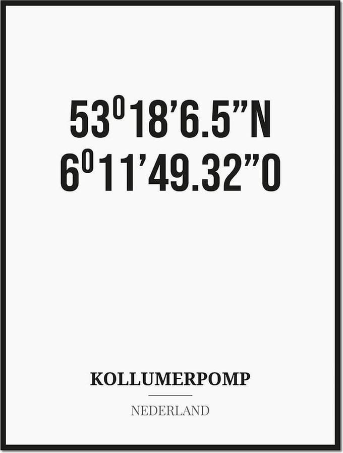 Poster/kaart KOLLUMERPOMP met coördinaten