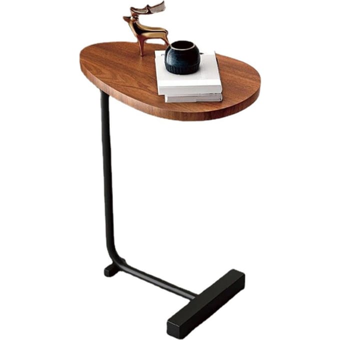 Kleine Bijzettafel Modern Donker Houtnerf Ruimtebesparend C-vormige Salontafel voor Woonkamer Bank Hotel Flat Design zwart