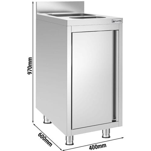 GGM Gastro Spoelkast - RVS - 400x600mm - met 1 spoelbak - met afvalcontainer zilver