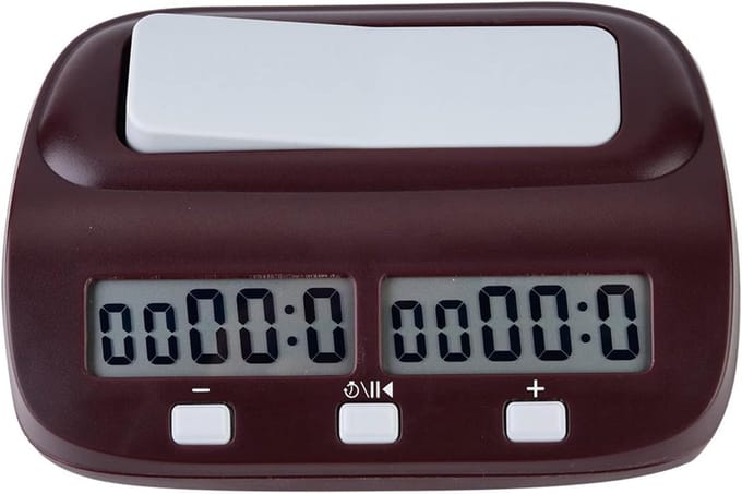 Schaakklok Digitaal - Schaaktimer Klok - Spel Timing - Dubbele Basistijd - 13x9x4 cm - Zwart