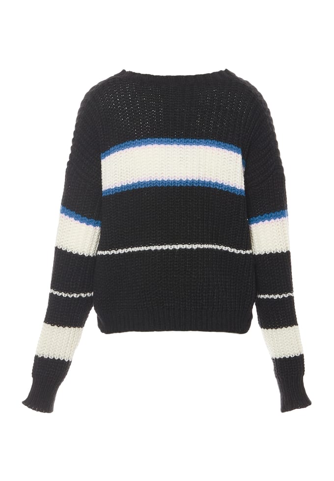 Mymo Jumper Dames ZWART GEBROKEN WIT TURQUOISE